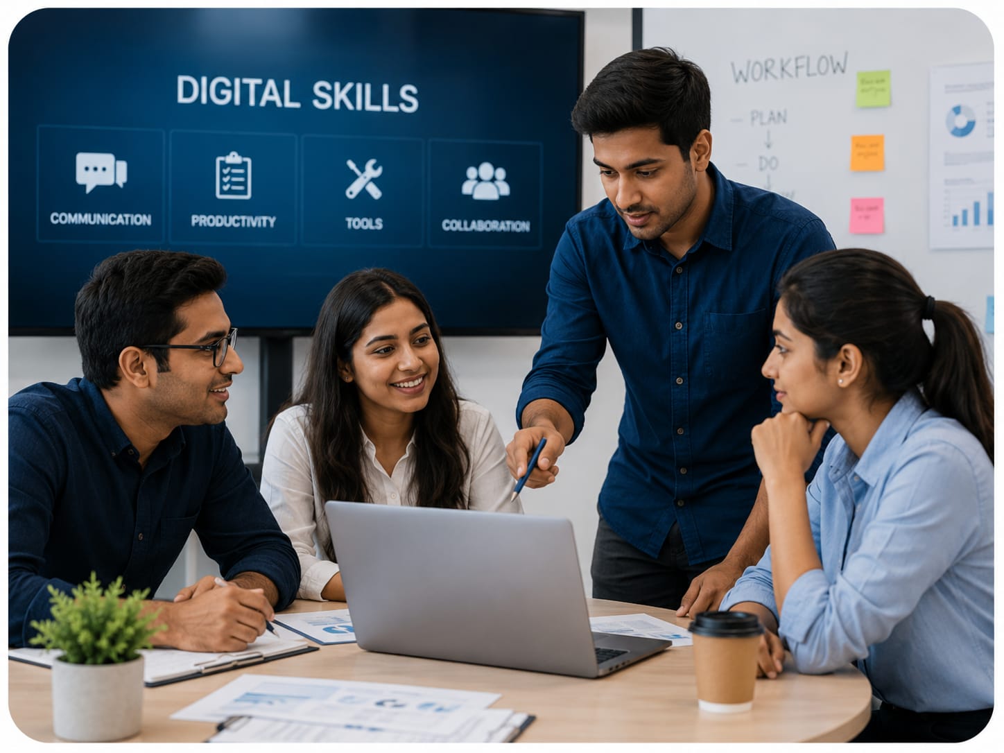 Person working across multiple digital tools and platforms