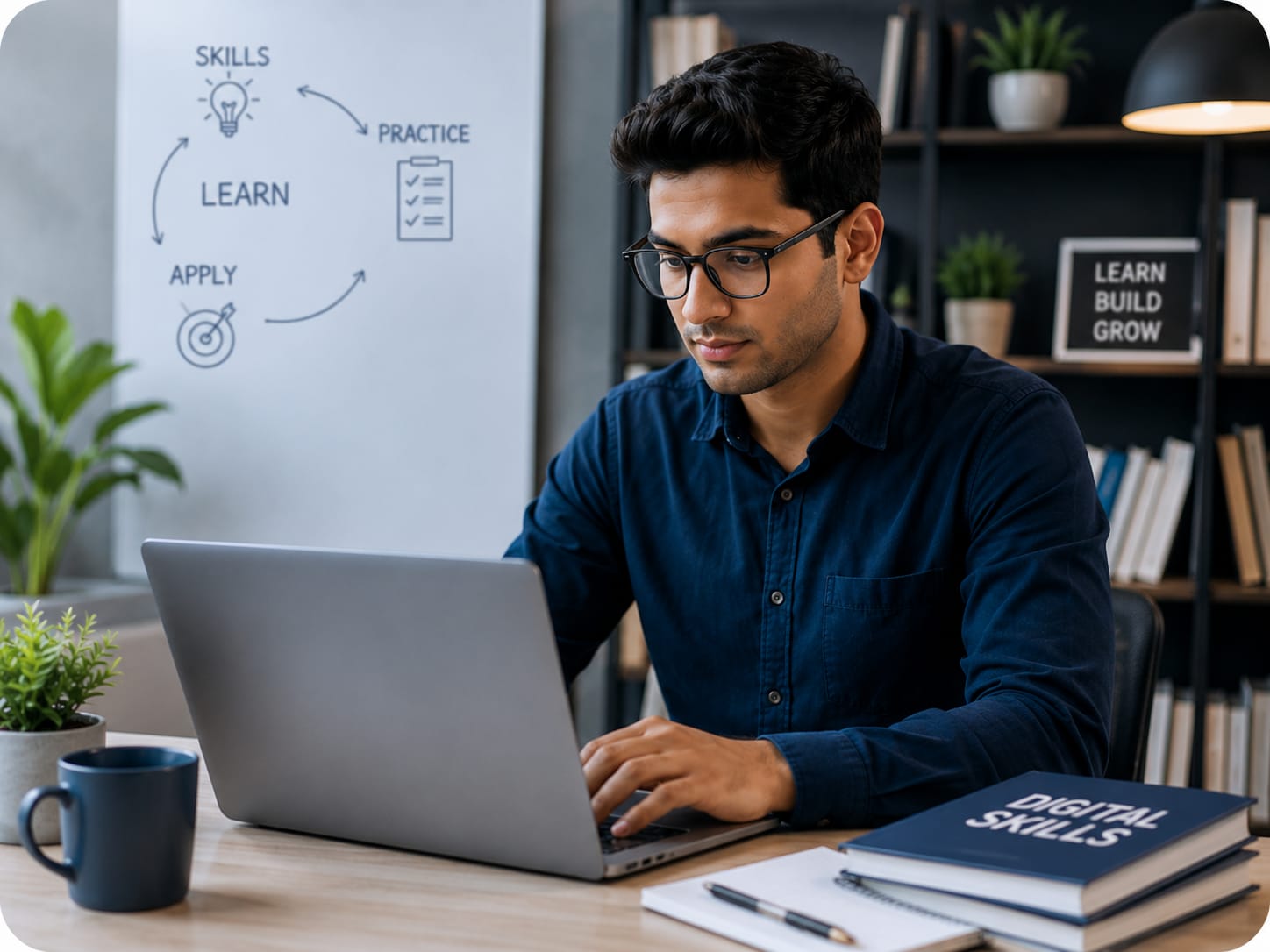 Illustration representing digital learning tools and platforms